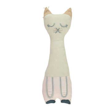 Camomile London | tall cat kids cushion | stone and pink