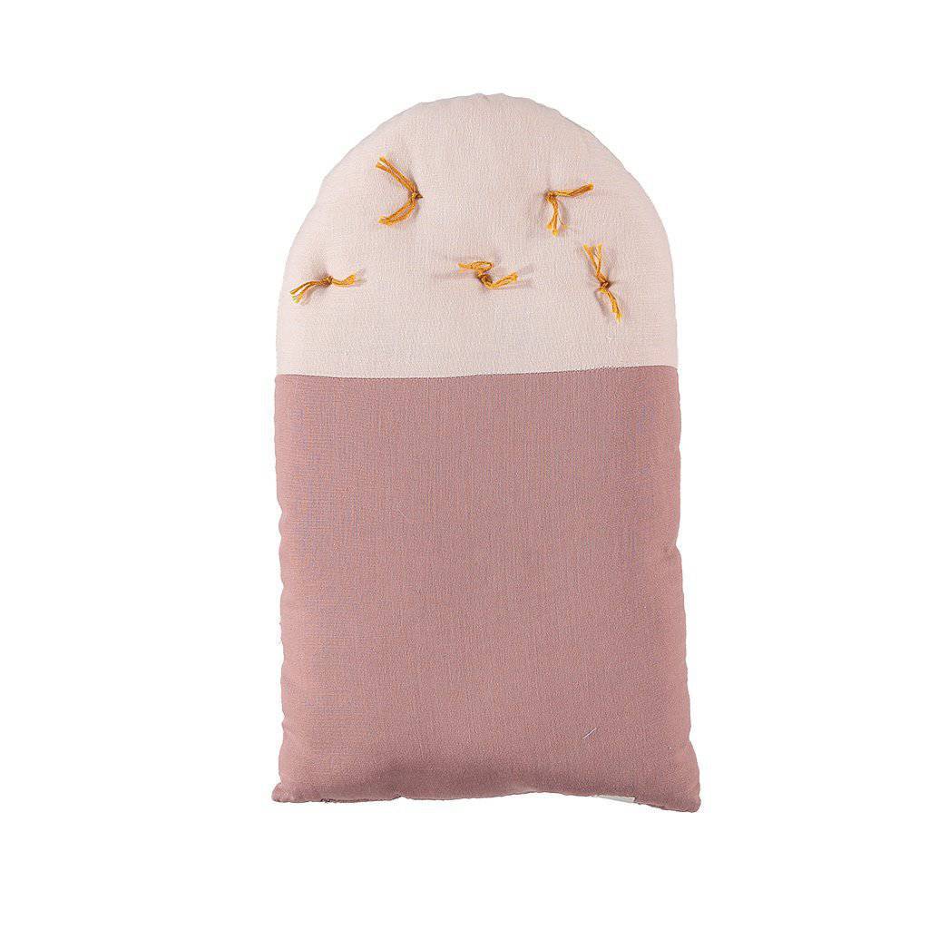 Camomile London | small house kids cushion | blush and pearl pink - back
