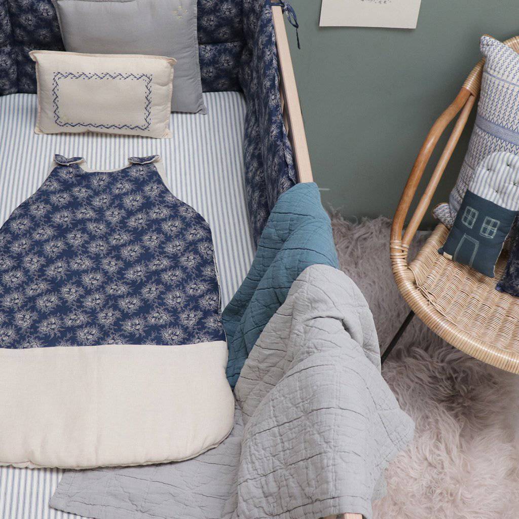 Camomile London | diamond cotton kids blanket | airforce blue - in cot