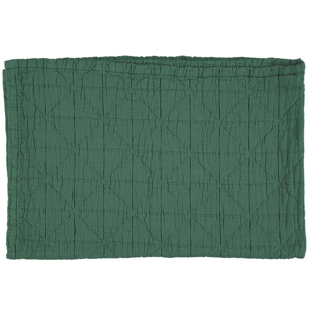 Camomile London | diamond single cotton blanket | green - front