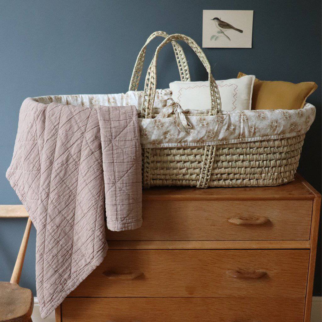 Camomile London | diamond cotton kids blanket | mink - in cot