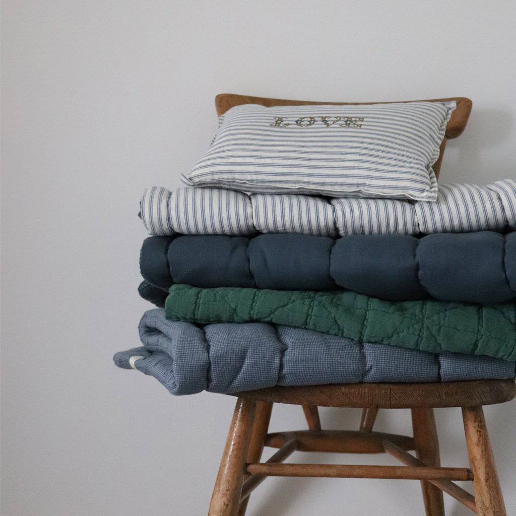Camomile London | diamond cotton kids blanket | airforce blue - pile