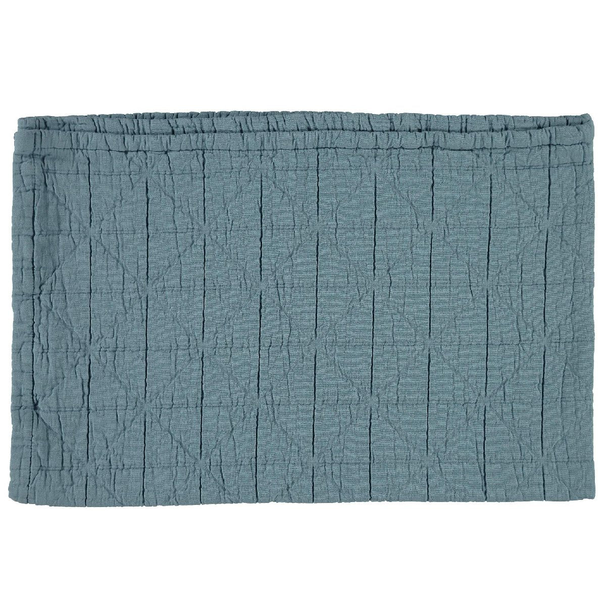 Camomile London Diamond King Cotton Blanket | airforce blue - flat