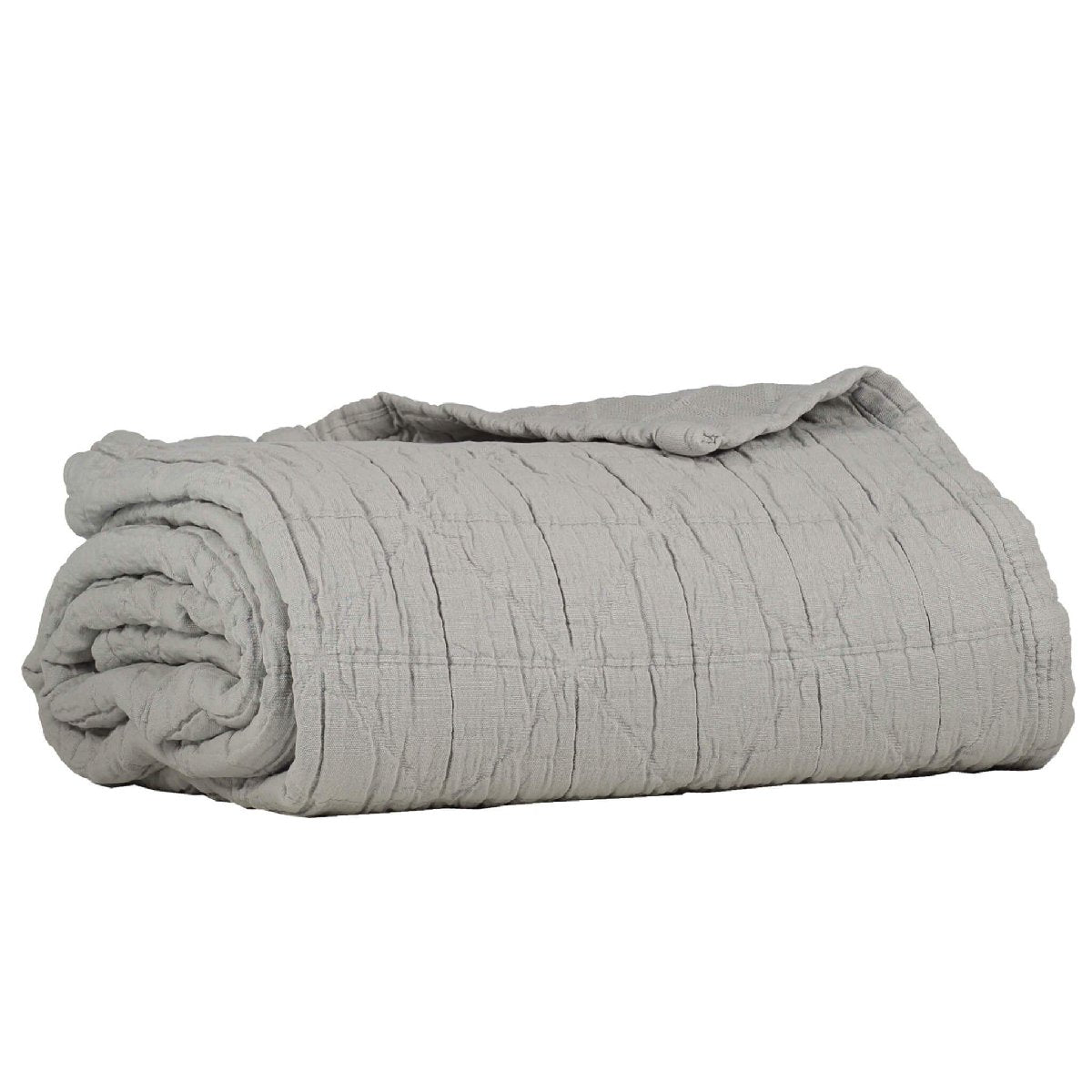 Camomile London Diamond King Cotton Blanket | light grey