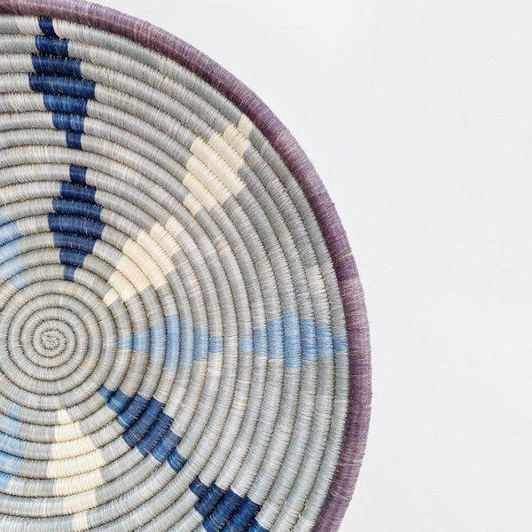 mondocherry - "diamond" African woven bowl | large | blue #1 - close