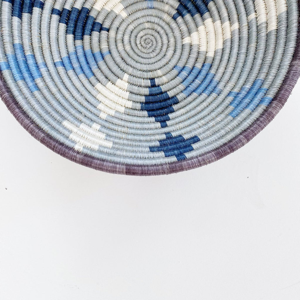 mondocherry - "diamond" African woven bowl | large | blue #2 - close