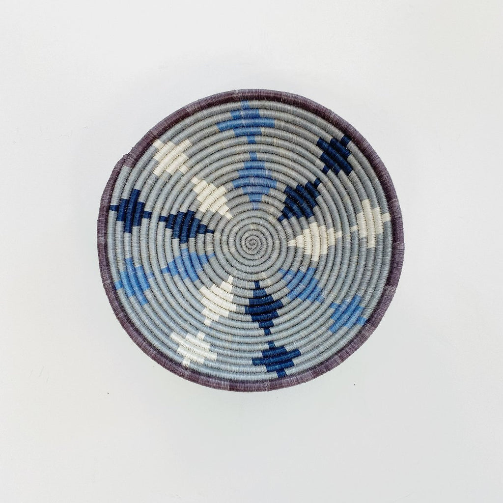 mondocherry - "diamond" African woven bowl | large | blue #2