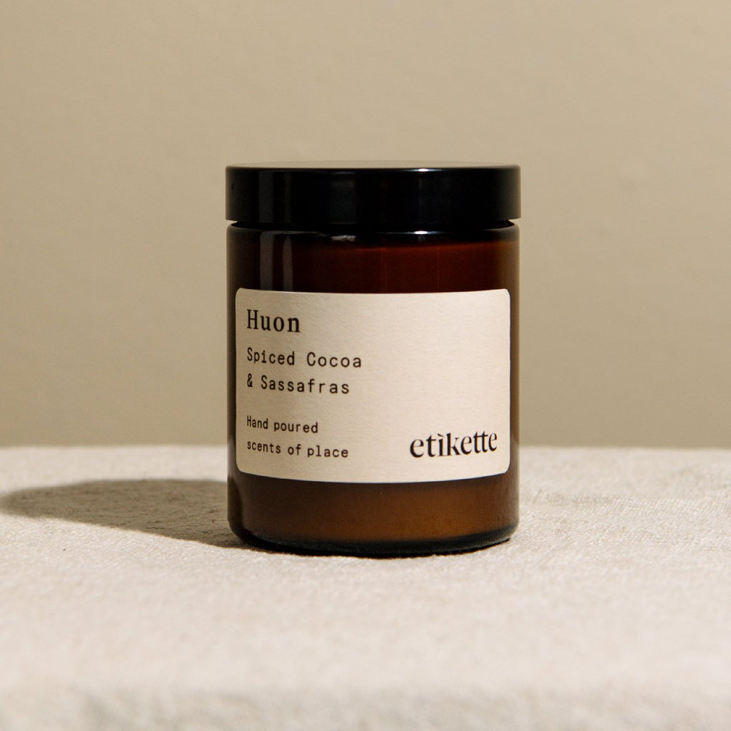 Etikette soy candle | Huon spiced cocoa sassafras | 175ml