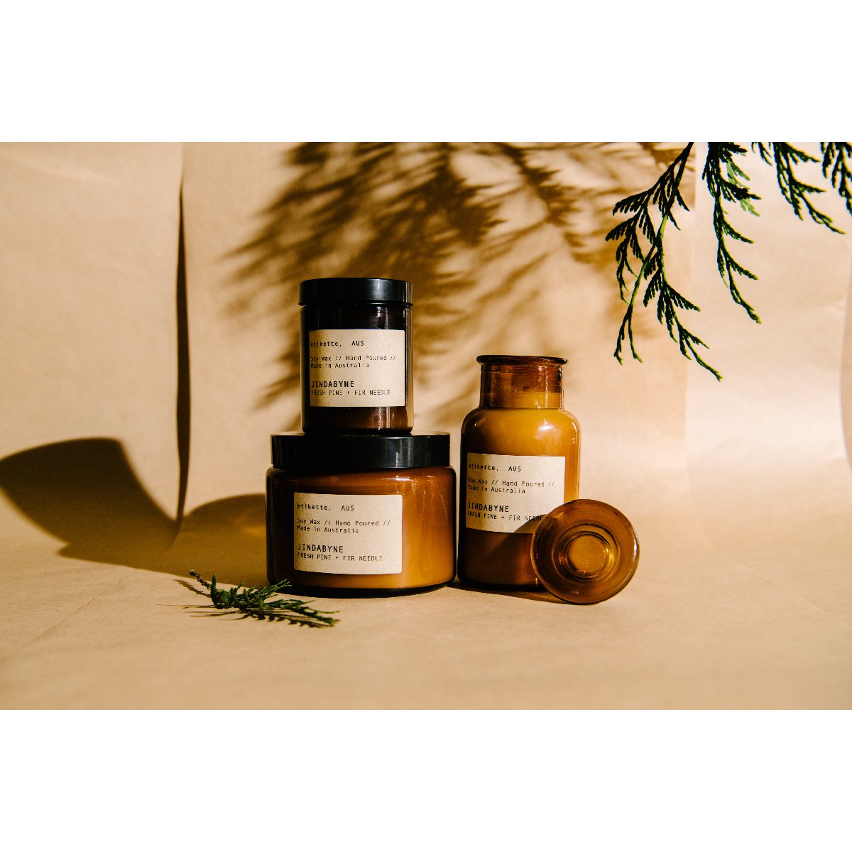 Etikette soy candle | jindabyne fresh fir & pine needle | Collection
