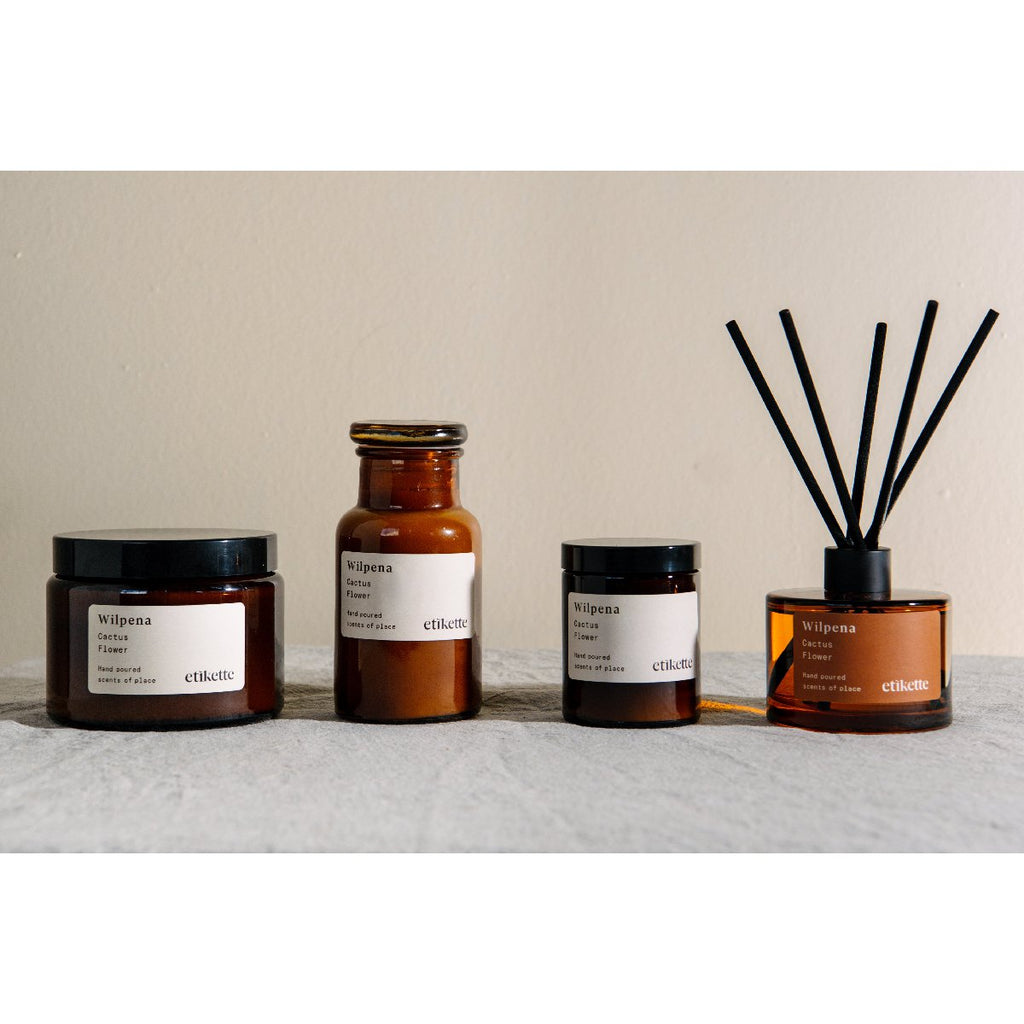 Etikette | eco reed diffuser | Wilpena cactus flower collection