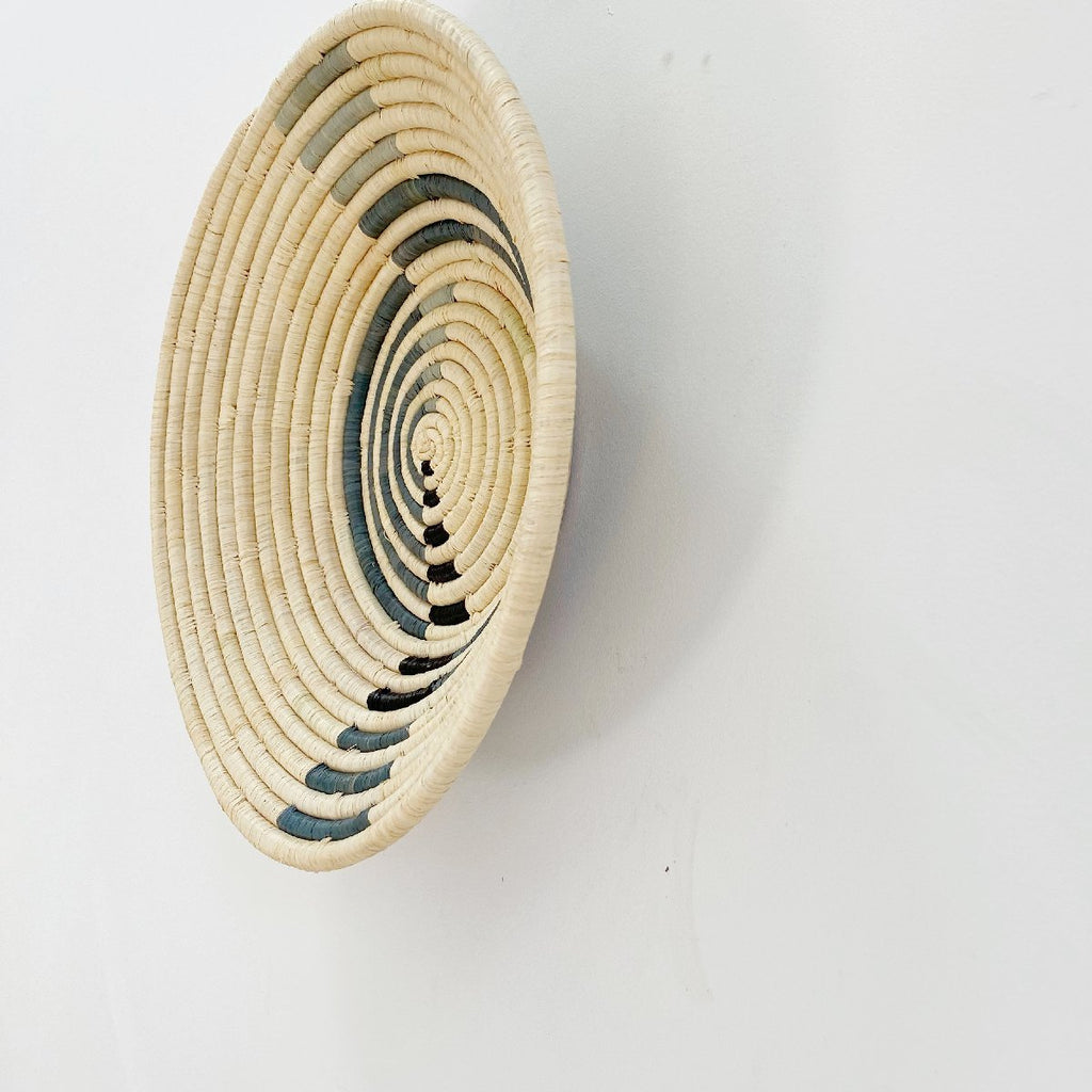 mondocherry - "Geo" African woven bowl | large | opal grey #2 - wall