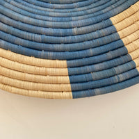 mondocherry - "Geo" African woven wall art plate | XL | Cool Blues #2 - close