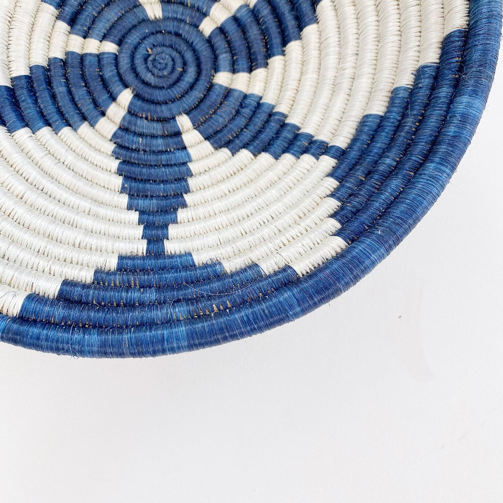 mondocherry - "hope" African woven bowl | large | blue night #1 - close