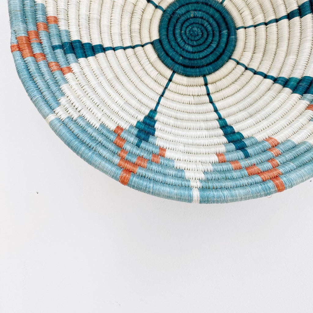 "hope" African woven bowl | large | dusk blue melon #2 - close