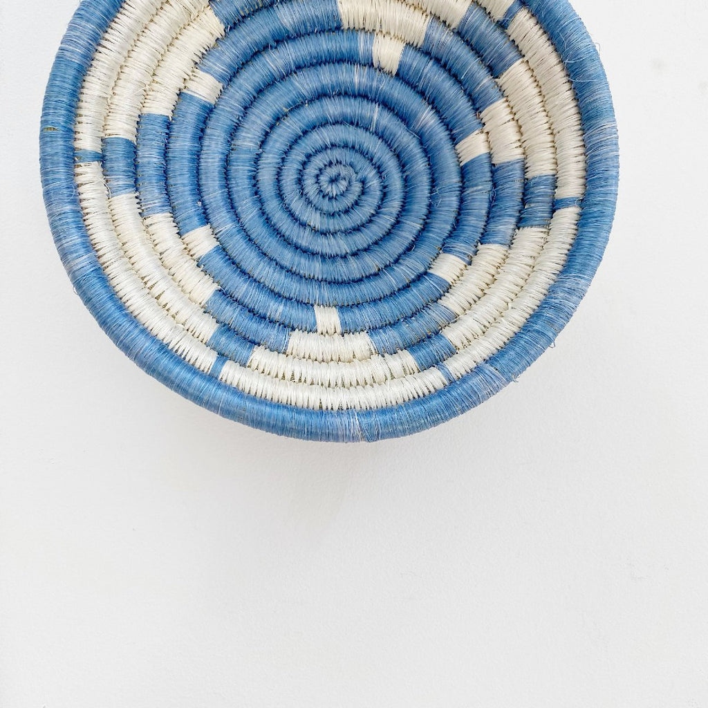 mondocherry - "Izuba" African woven bowl | small | sky blue #3 - close