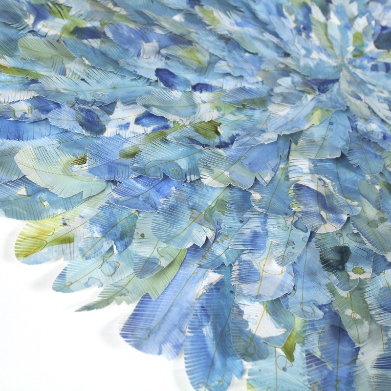 mondocherry - juju hat paper feather artwork - "jacobin" - closeup