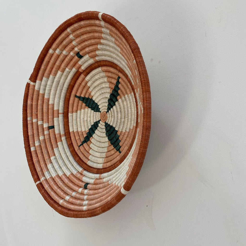 mondocherry - "Kwizera" African woven bowl | XL | apricot #2 - wall