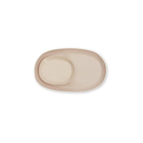Marmoset Found ceramic cloud oval plate - icy pink - stacked