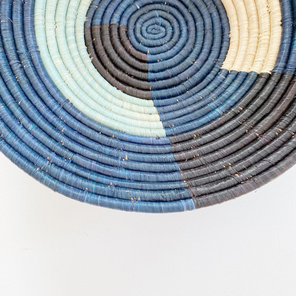 mondocherry - "Msanii" African woven bowl | XL | cool blues #2 - close