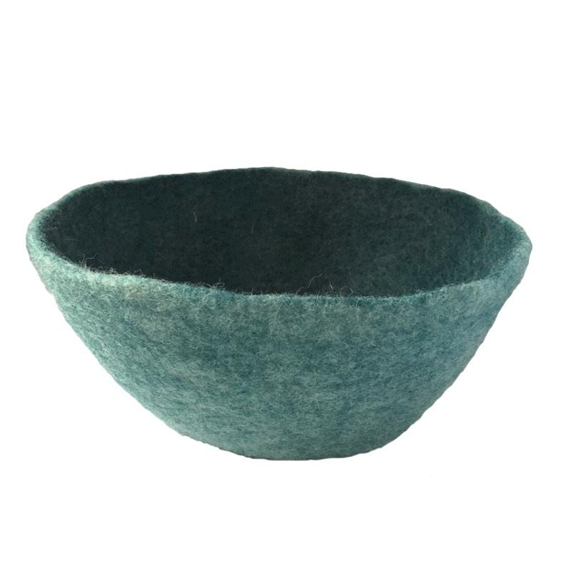 felt basket - Muskhane | reversible calabash bowl | jade,bleu canard - mondocherry