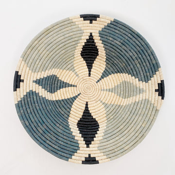 mondocherry - "Nea" African woven wall art plate | XL | Opal grey