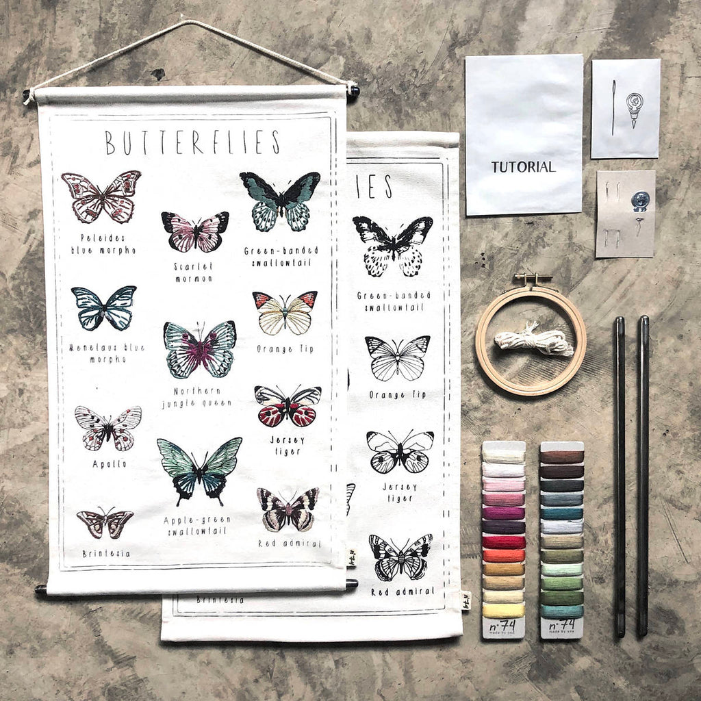 Numero74 | kids embroidery kit | butterflies - layout