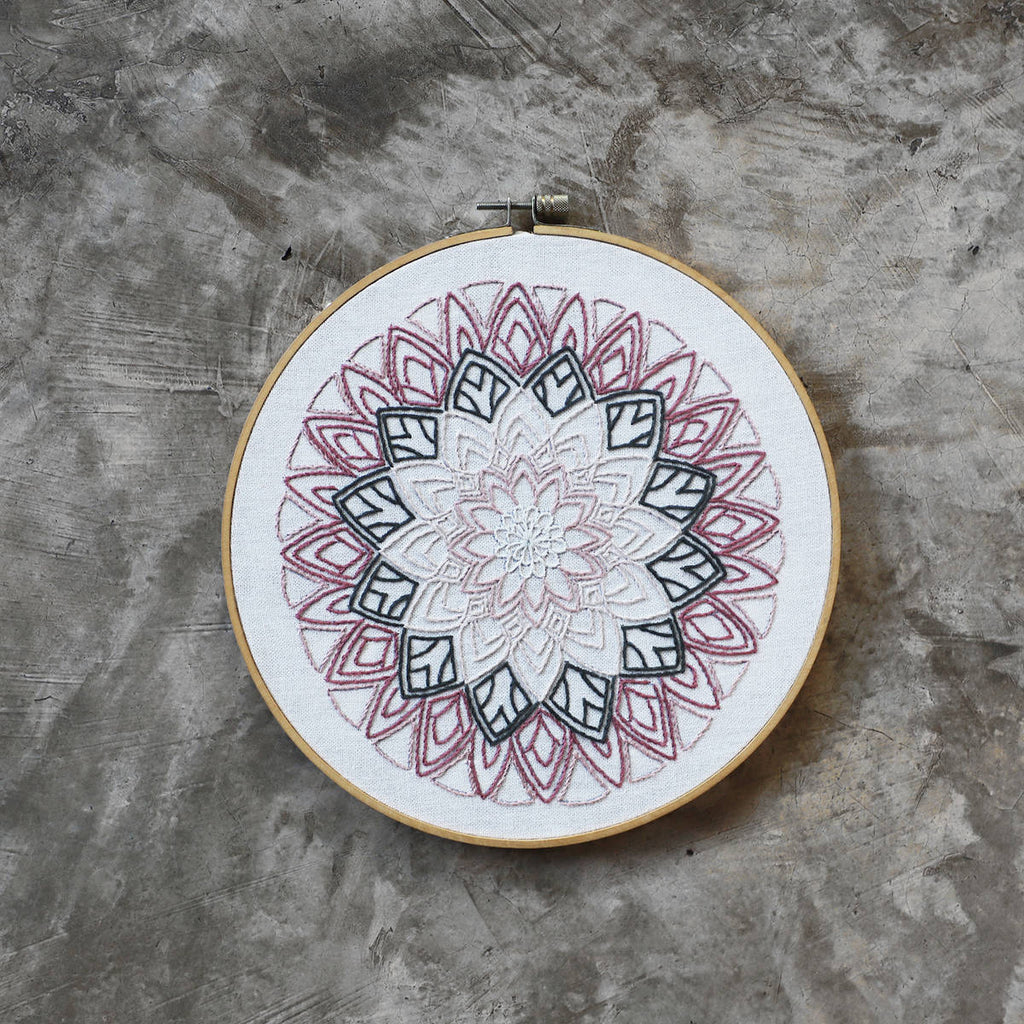 Numero74 | hoop embroidery kit | rose mandala - completed