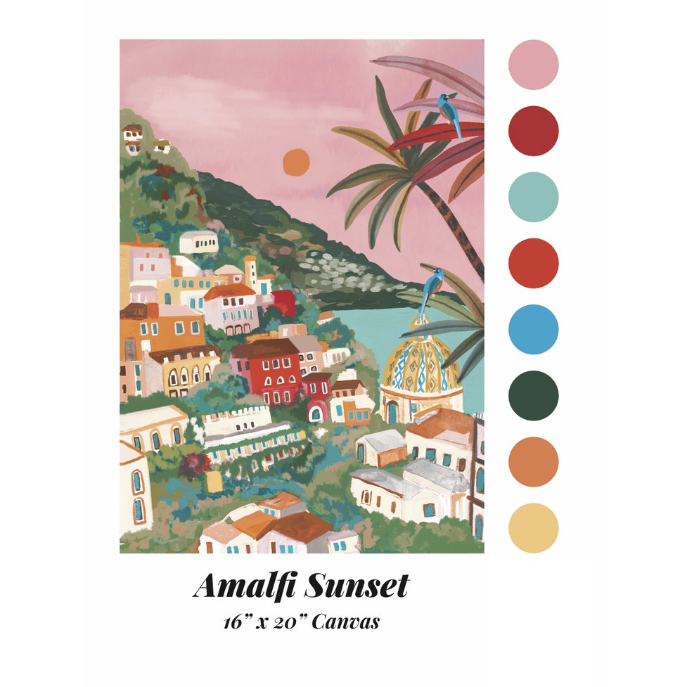 Paint Anywhere | Amalfi Sunset by Hebe Studio | Paint by Number Kit - sample