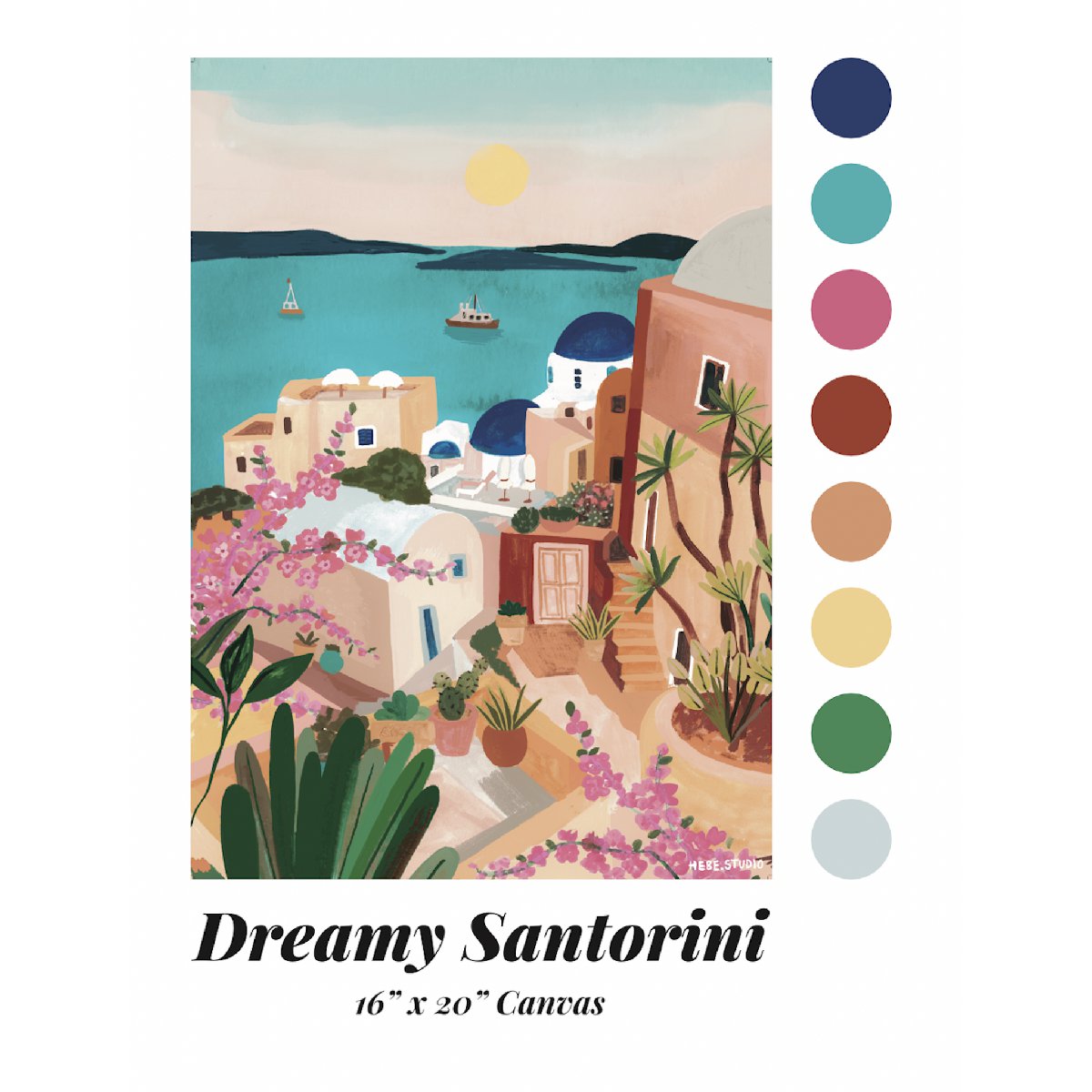 Paint Anywhere | Dreamy Santorini by Hebe Studio | Paint by Number Kit - sample