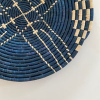 mondocherry - "Sanaa" African woven wall art plate | large | navy #2 - close