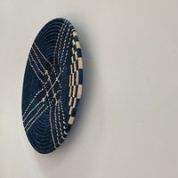 mondocherry - "Sanaa" African woven wall art plate | large | navy #2 - wall