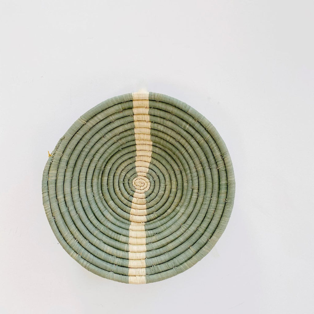 mondocherry - "Stripe" African woven bowl | large | sage #1