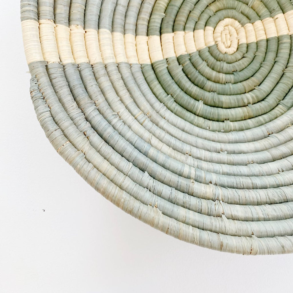mondocherry - "Stripe" African woven bowl | large | sage #2 - close