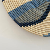 mondocherry - "Tabia" African woven wall art plate | jumbo | arona & night blue #2 - close