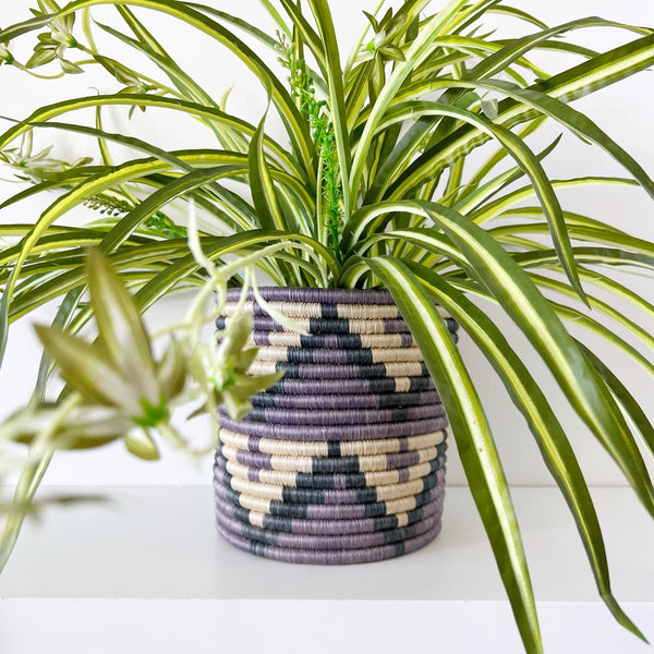 mondocherry - African woven planter "Mihindi" | purple | large - plant