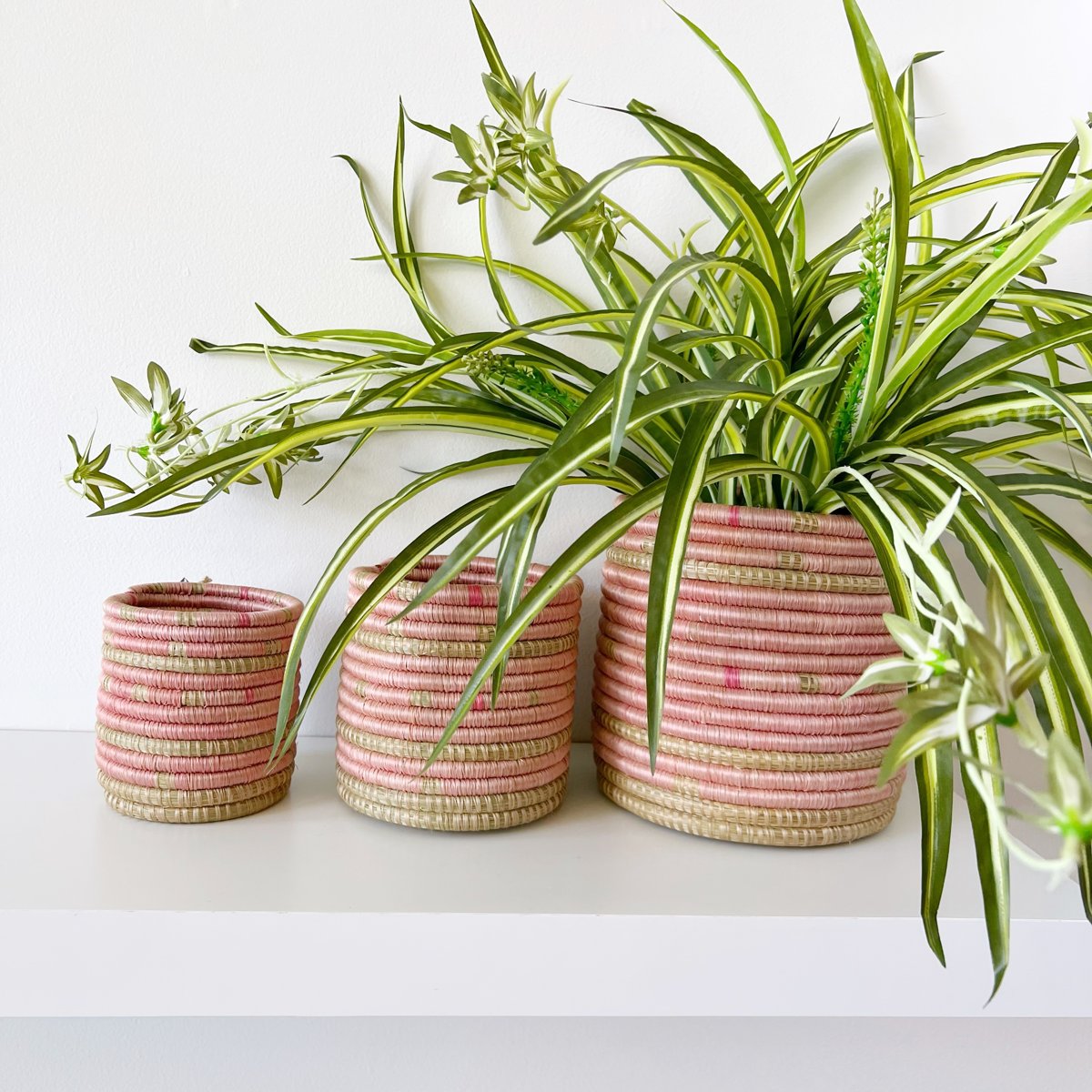 mondocherry - African woven planter "Muyaga" | pink | meiudm - display