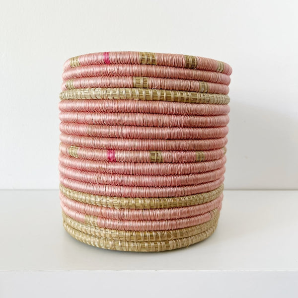 mondocherry - African woven planter "Muyaga" | pink | large