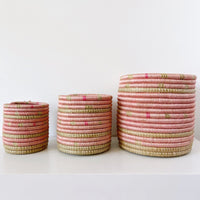 mondocherry - African woven planter "Muyaga" | pink | medium - trio