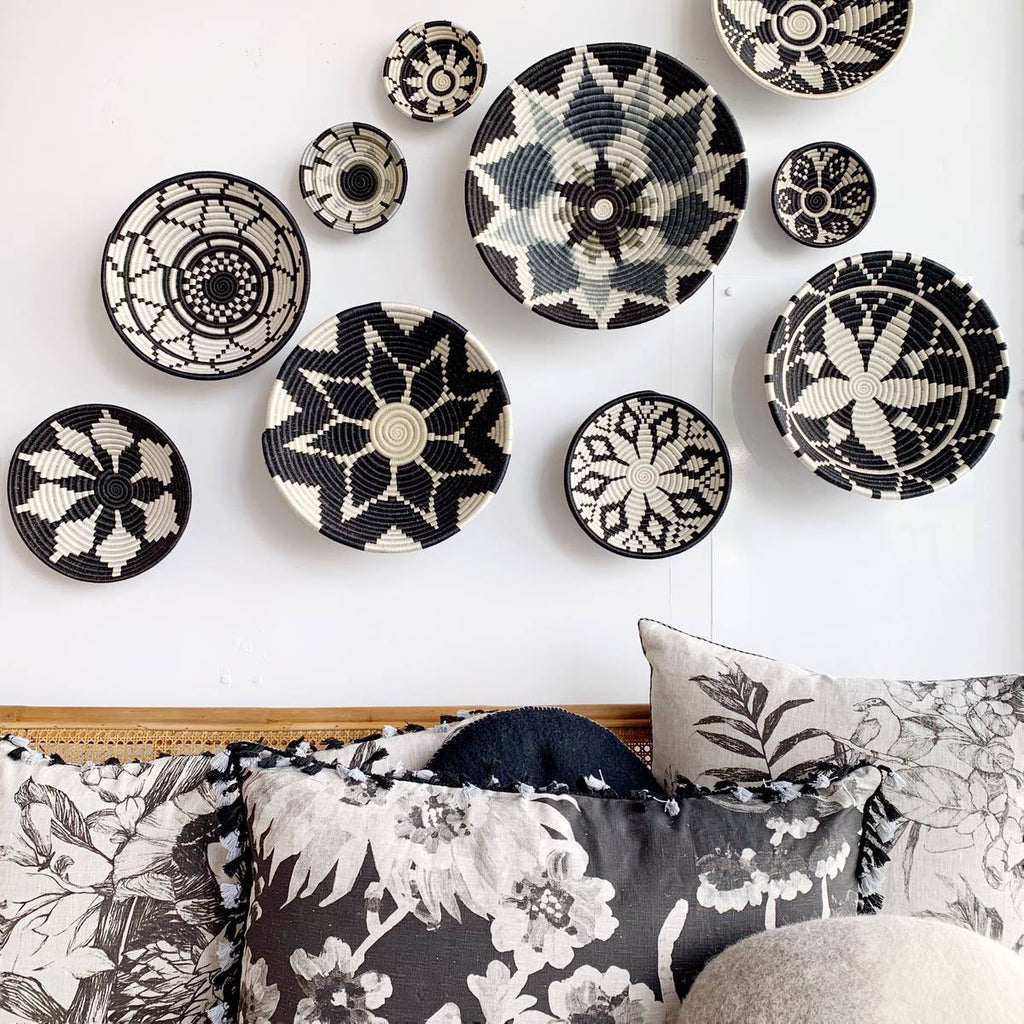 african woven bowl collection - wall decor - black white