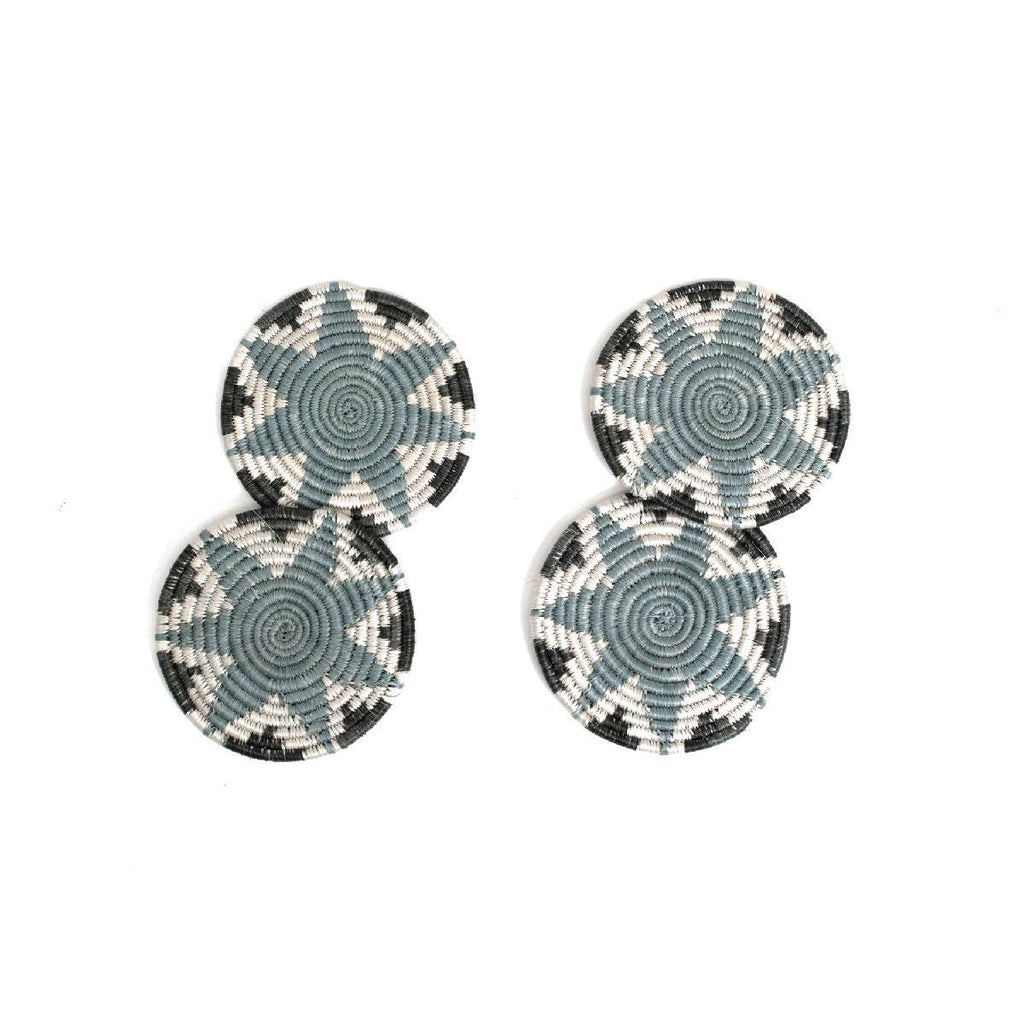 African woven coasters "Hope" | silver blue (set of 4)