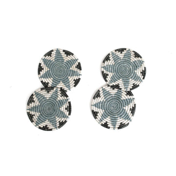 African woven coasters "Hope" | silver blue (set of 4)
