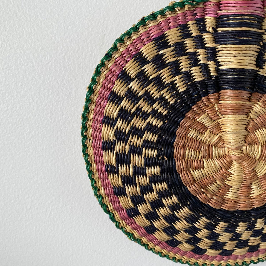 African woven fan "Tunga" | round | mauve #1 - close