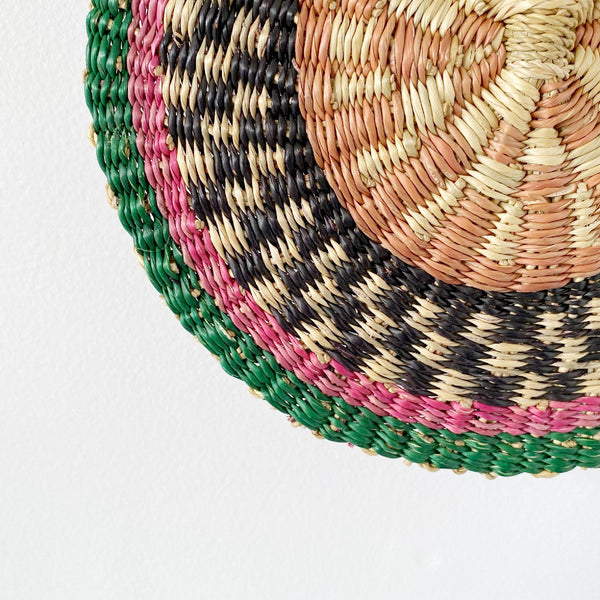 African woven fan "Tunga" | round | mauve #3 - close