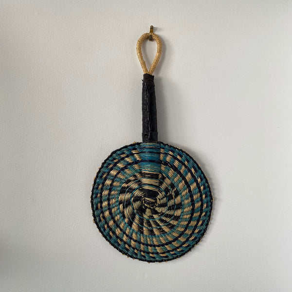 African woven fan "Swala" | round | blues #1