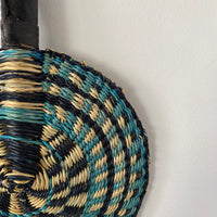 African woven fan "Swala" | round | blues #3 - close