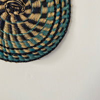 African woven fan "Swala" | round | blues #4 - close