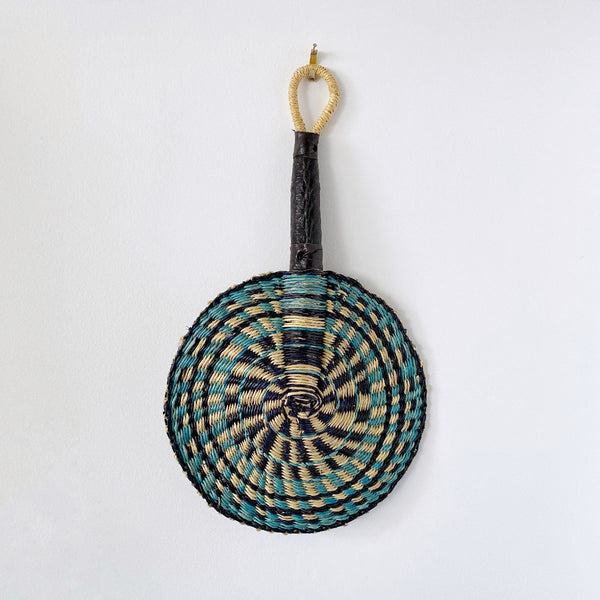 African woven fan "Swala" | round | blues #4