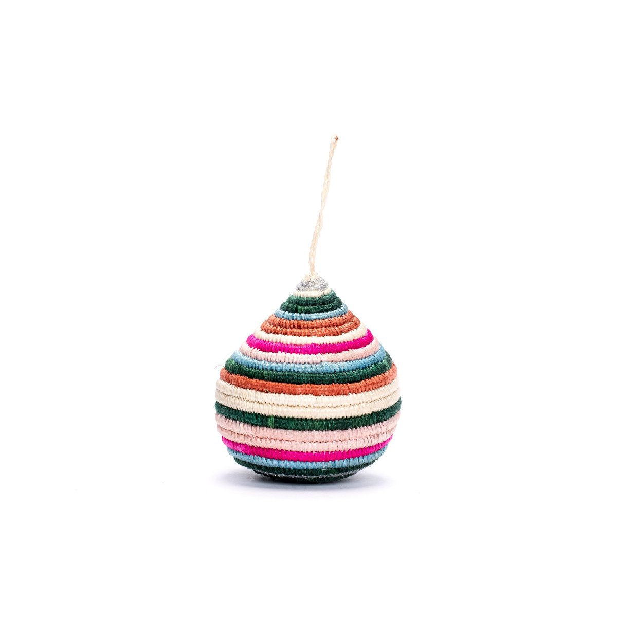 African woven bulb ornament | striped vivid