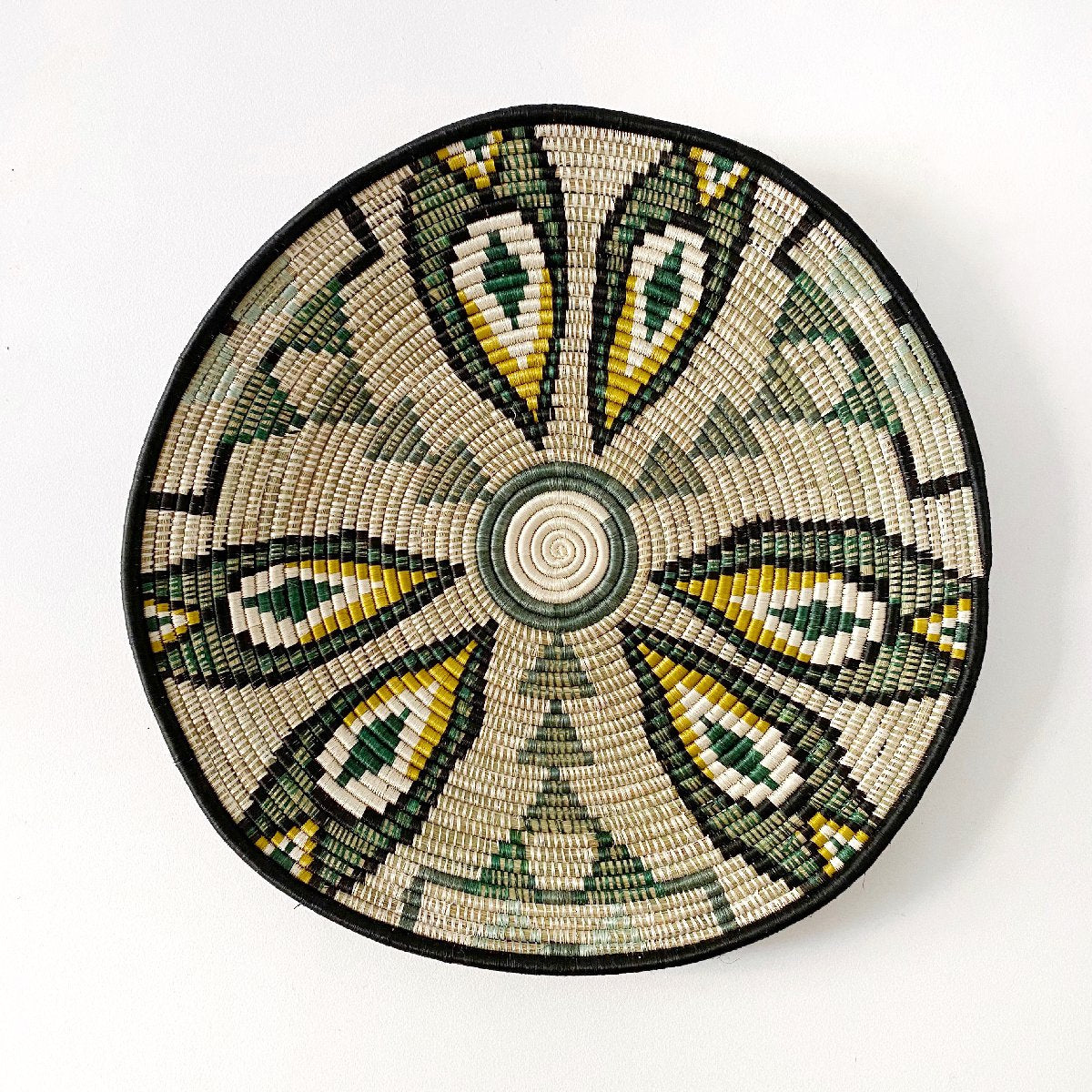 "Fleur" African woven wall art plate | ivy