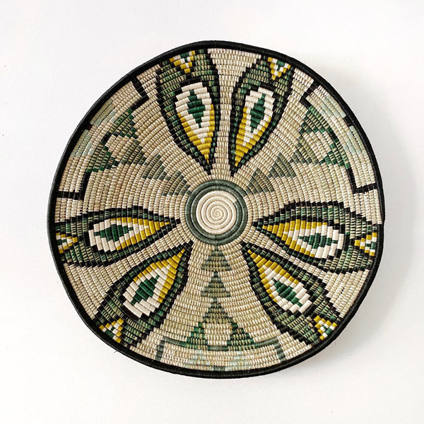 "Fleur" African woven wall art plate | ivy